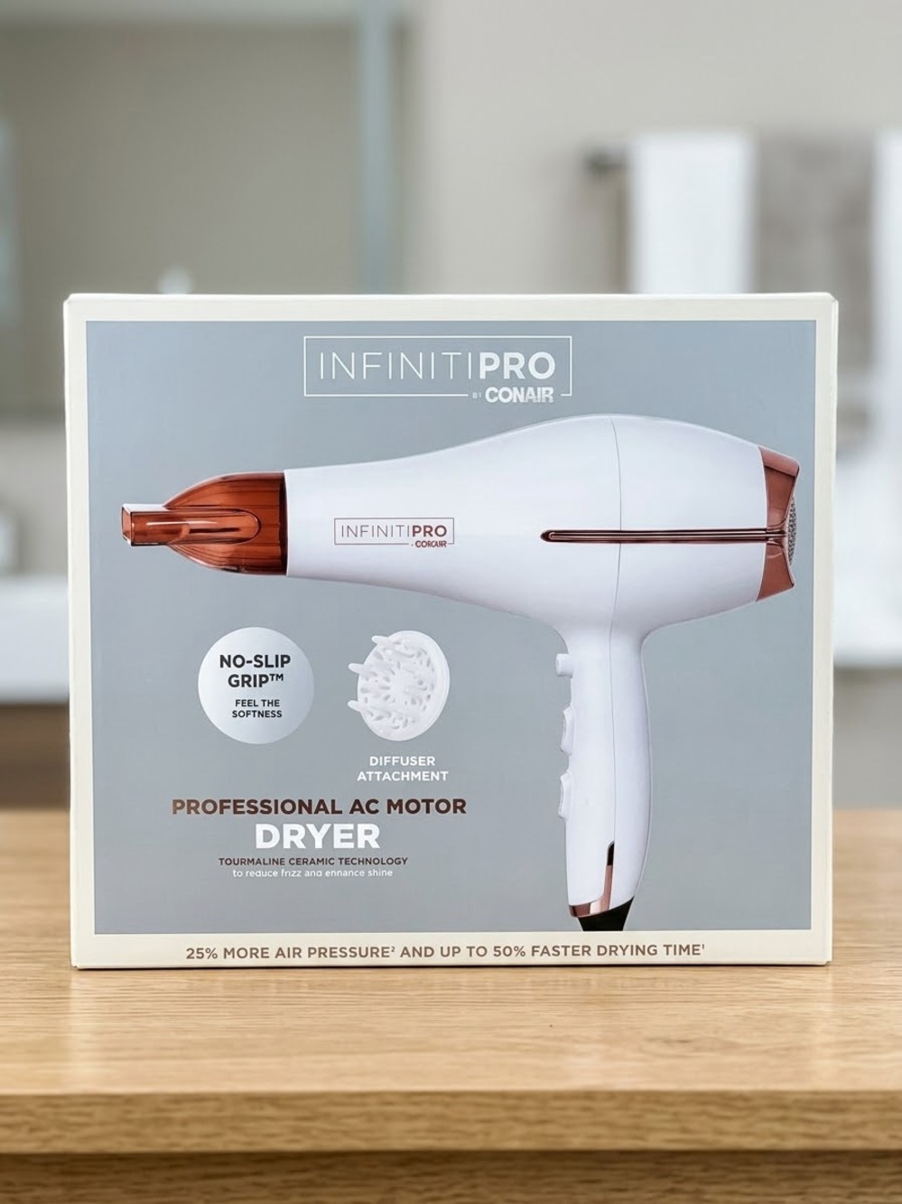 InfinitiPRO by Conair White & Rose Gold Hair Dryer - Professional AC Motor